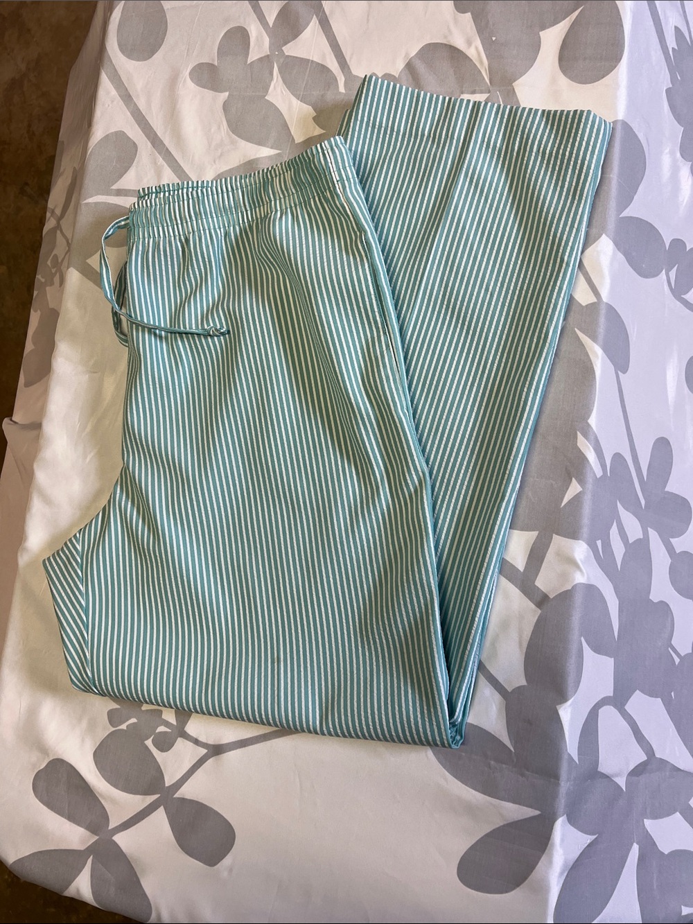 Requirements Teal & White Striped Relaxed Pants